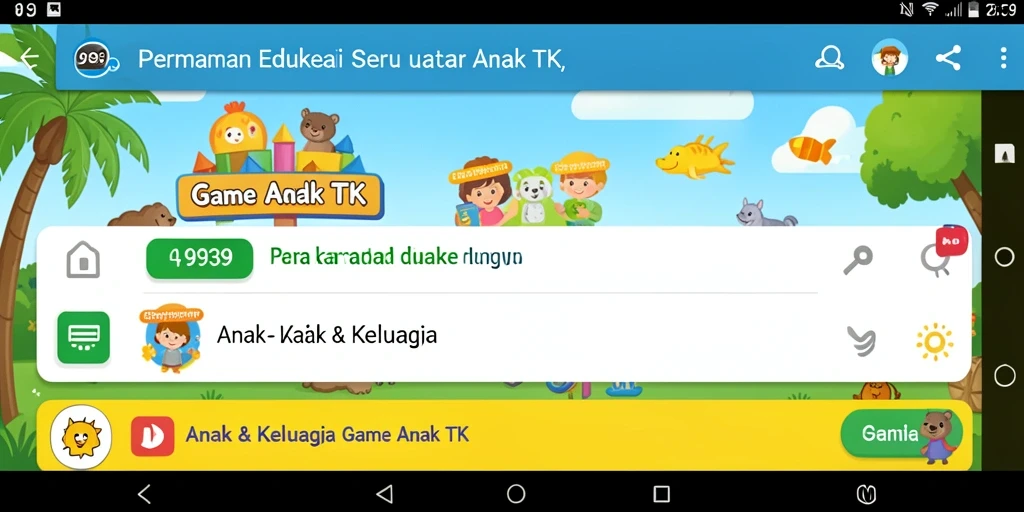 Tampilan antarmuka aplikasi Game Anak TK yang interaktif dan ceria.