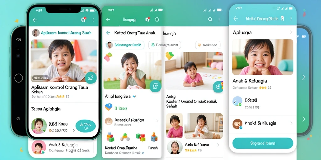 Tampilan antarmuka aplikasi V89 untuk kontrol orang tua anak.