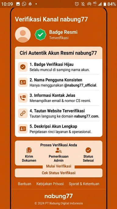 Tampilan kanal resmi nabung77