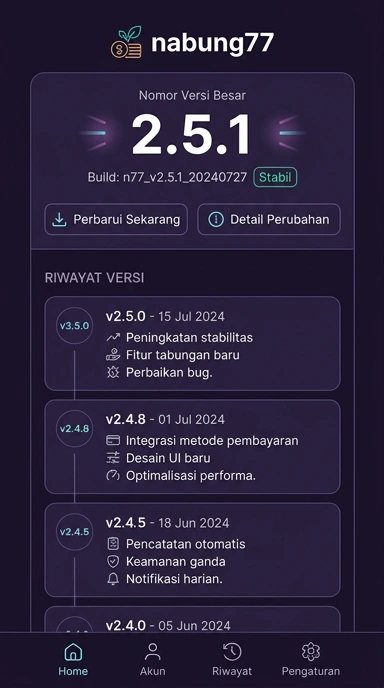 Tampilan riwayat versi nabung77